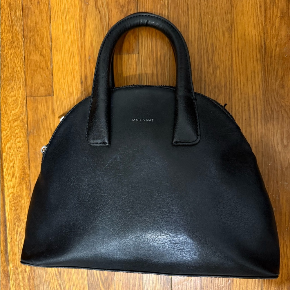 Matt & Nat Black Vegan Leather Top Handle Bag